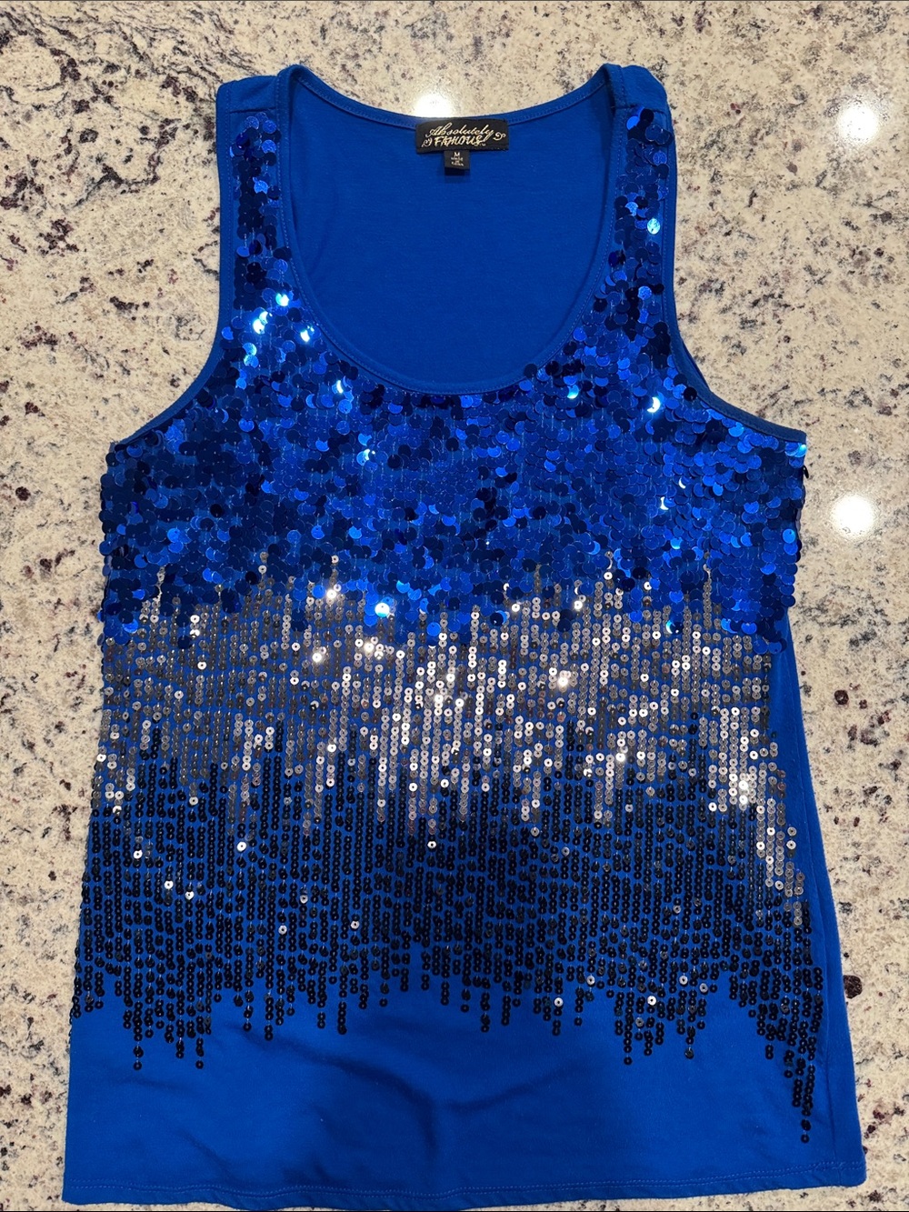 bebe Royal Blue Sequin Ombre Tank